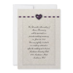 Amethyst Heart Purple Ribbon & Lace Post Wedding invitations