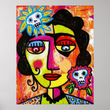 Amethyst Sugar Skull Mexican Woman Posters