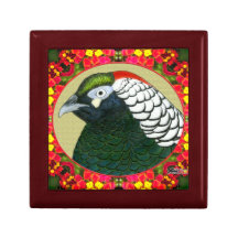 Amherst Pheasant and Flowers Trinket Box
