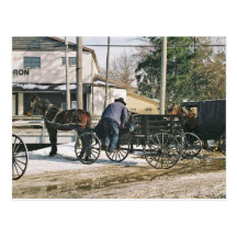 Amishman Parking Buggy Post Card