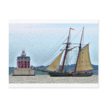 Amistad at Ledge Light House Postcard