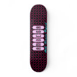 AMOEBA Pink on Black Retro Skateboard Deck