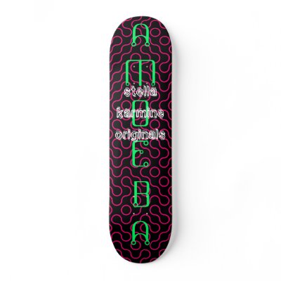 AMOEBA Techno Deck:Neon Green & RedOrange on Black by StellaKarmine
