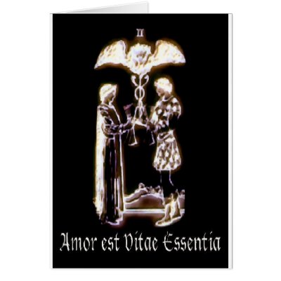 Amor est Vitae Essentia Greeting Cards by draconigena78