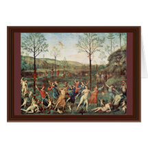 Amor Fight Against Chastity By Perugino Pietro Greeting Cards