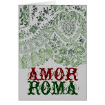 Amor Roma With Green Lace Greeting Card