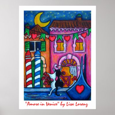 Amore in Venice Painting Print by LisaLorenzPaintings