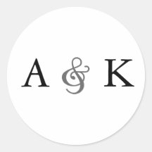 Ampersand Elegance: Grey Envelope Seals Round Sticker