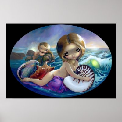 Amphitrite ART PRINT mermaid sea goddess lowbrow by strangeling