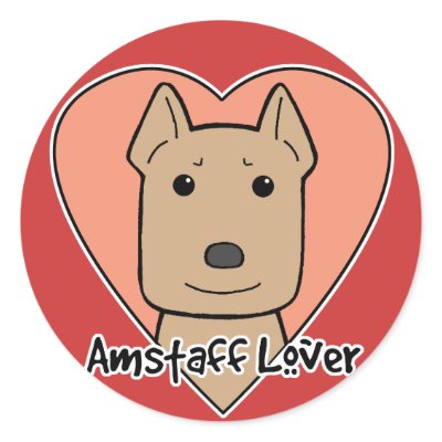 Amstaff Lover Round Stickers by dogcartoons