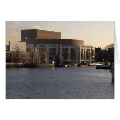Amstel River and Amsterdam Music Hall Cards by henkvk