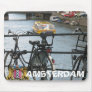 Amsterdam Bicycle, Bridge & Canal Boat Mousepad