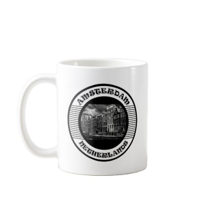 AMSTERDAM BLACK AND WHITE COFFEE MUGS by guillermobooker