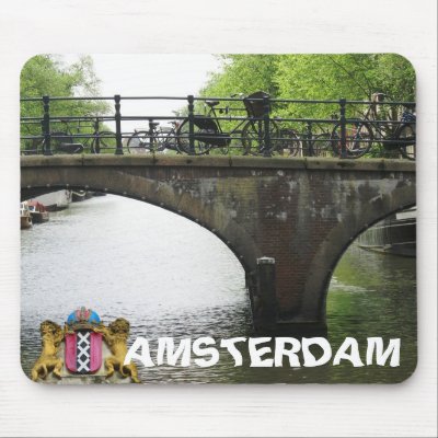 Amsterdam Canal Bridge & Bicycles Mousepad by hollandshop