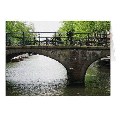Amsterdam Canal with Bridge & Bicycles Photo Card by hollandshop