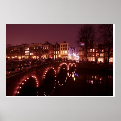 Amsterdam city by night in the Netherlands Posters by eyeonyou