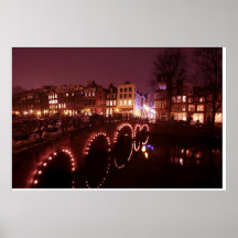 Amsterdam city by night in the Netherlands Posters