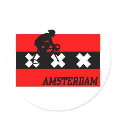 Amsterdam Cycling Male Round Stickers by magarmor
