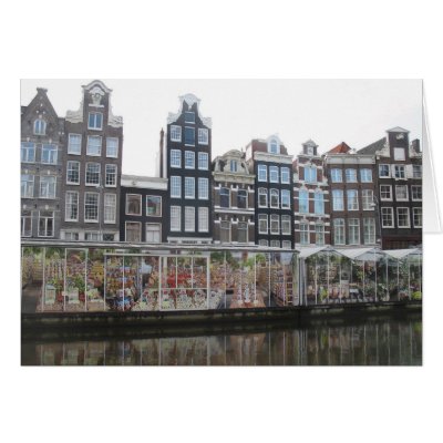 Amsterdam Flower Market and Canal Houses Card by hollandshop