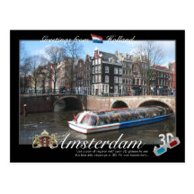 Amsterdam Holland 3D Anaglyph Postcard