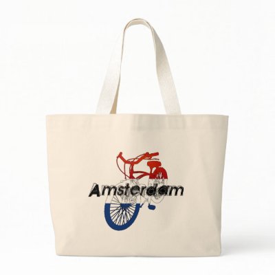 Amsterdam Holland Netherlands Cycling Tote Bags by Funkart