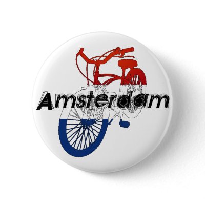 Amsterdam Holland Netherlands Cycling Button by Funkart
