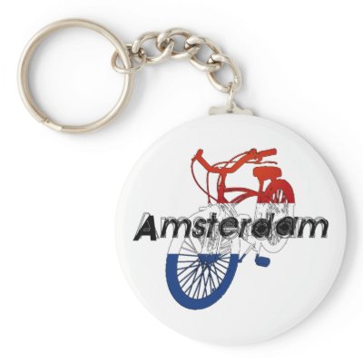 Amsterdam Holland Netherlands Cycling Keychains by Funkart