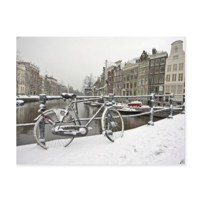 Amsterdam in winter in the Netherlands Post Card by HollandProducts