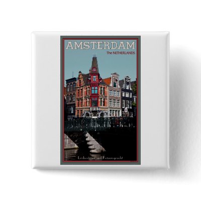 Amsterdam - Leidsestraat - Keizersgracht Button by AdventureTravelArt