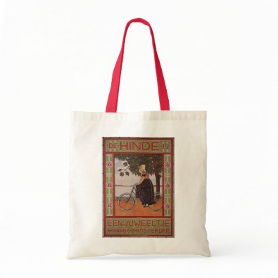 Amsterdam Vintage Bicycle Poster Art Canvas Bag by MyOtherPlanet