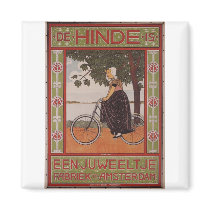 Amsterdam Vintage Bicycle Poster Art Refrigerator Magnet