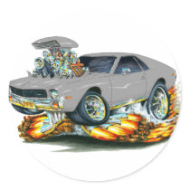 AMX Silver Car Round Stickers