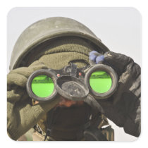 An Afghan soldier scans the horizon Square Stickers