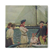 An American Privateer Taking a British Prize Refrigerator Magnet