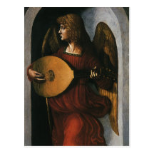 An Angel in Red with a Lute by Leonardo da Vinci Postcard