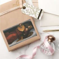 An Angel in Red with a Lute by Leonardo da Vinci Rectangular Stickers