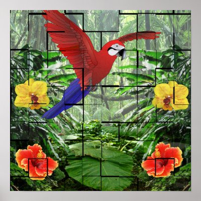 An Artsy Tropical Rainforest Scene Print by RCGDesign001
