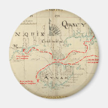 An Authentic 1690 Pirate Map (with embellishments) Refrigerator Magnets