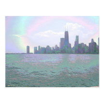 An Enamel View of the Chicago Skyline Postcard