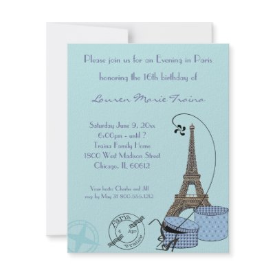 An Evening in Paris Blue Themed Party Invitation by malibuitalian