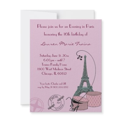 An Evening in Paris Dusty Rose Party Invitation by malibuitalian