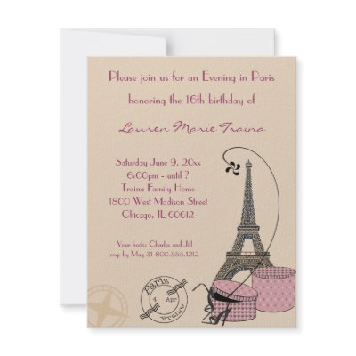 An Evening in Paris Pink Themed Party Invitation by malibuitalian