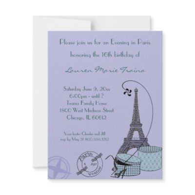 An Evening in Paris Purple Themed Party Invitation by malibuitalian