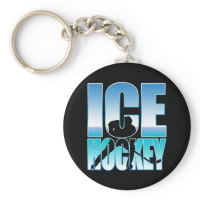 An Ice Hockey Player Shooting the Puck Key Chains
