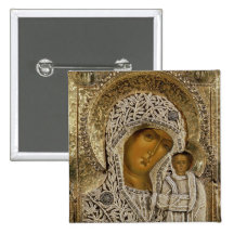 An icon showing the Virgin of Kazan Button