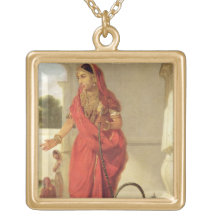 An Indian Dancing Girl with a Hookah, 1772 (oil on Custom Jewelry