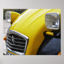 An old black and yellow Citroen 2CV 2 CV, detail Poster