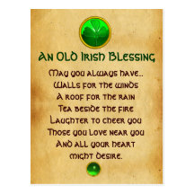 An Old Irish Blessing For Luck Parchment Post Cards