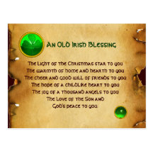 An Old Irish Christmas Blessing Parchment Post Cards