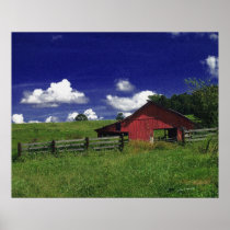 An Old Red Barn on a Hot Summer Day Posters